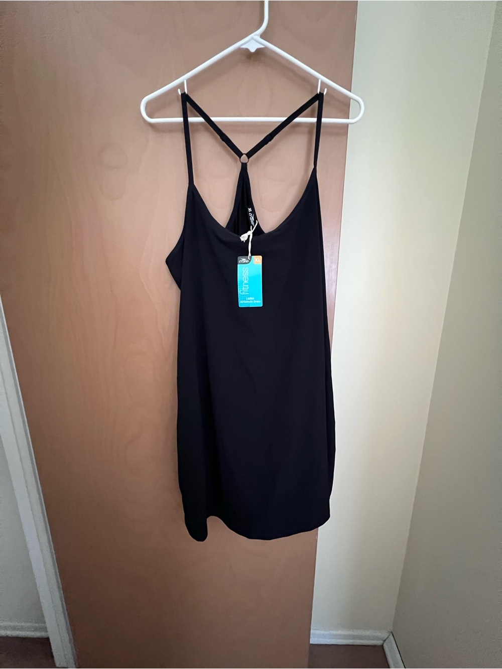 Black Mini Slip Dress with Racerback Ring Detail